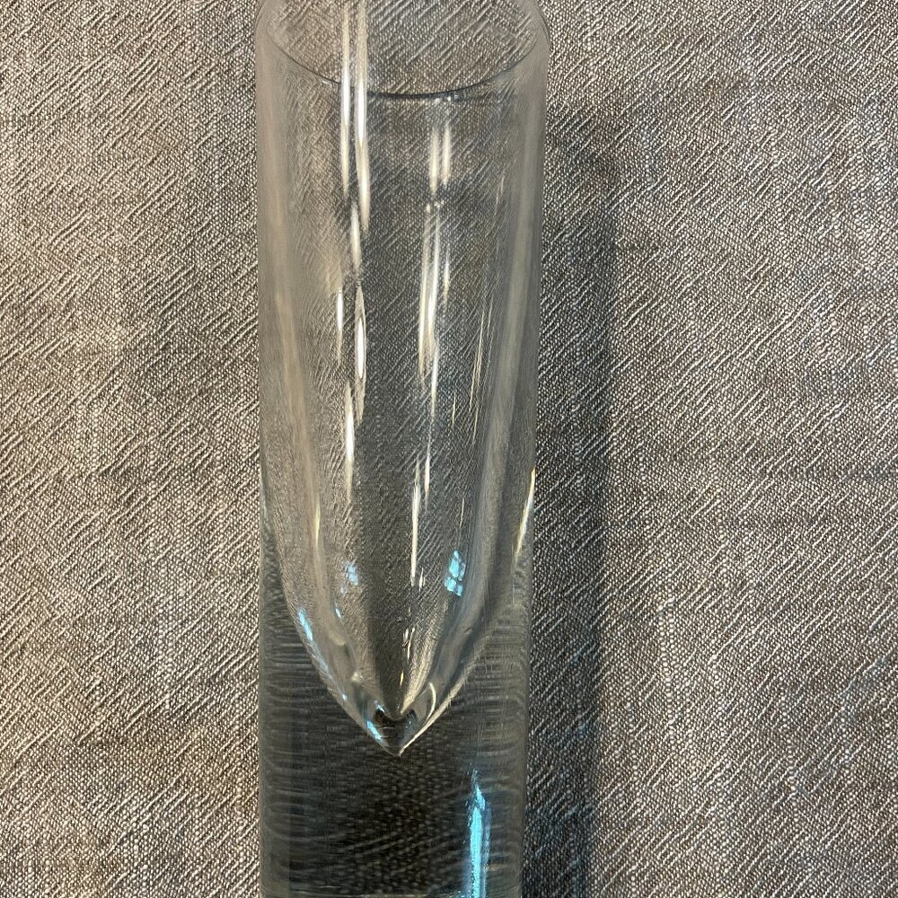 Clear Glass Bud Vase Marked Italy Cylinder with Triangle Inlay 7" x 2"